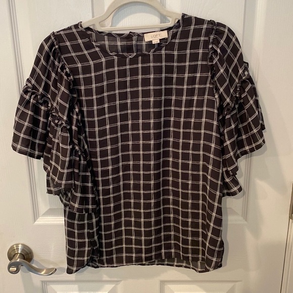 LOFT Windowpane blouse - Picture 3 of 5